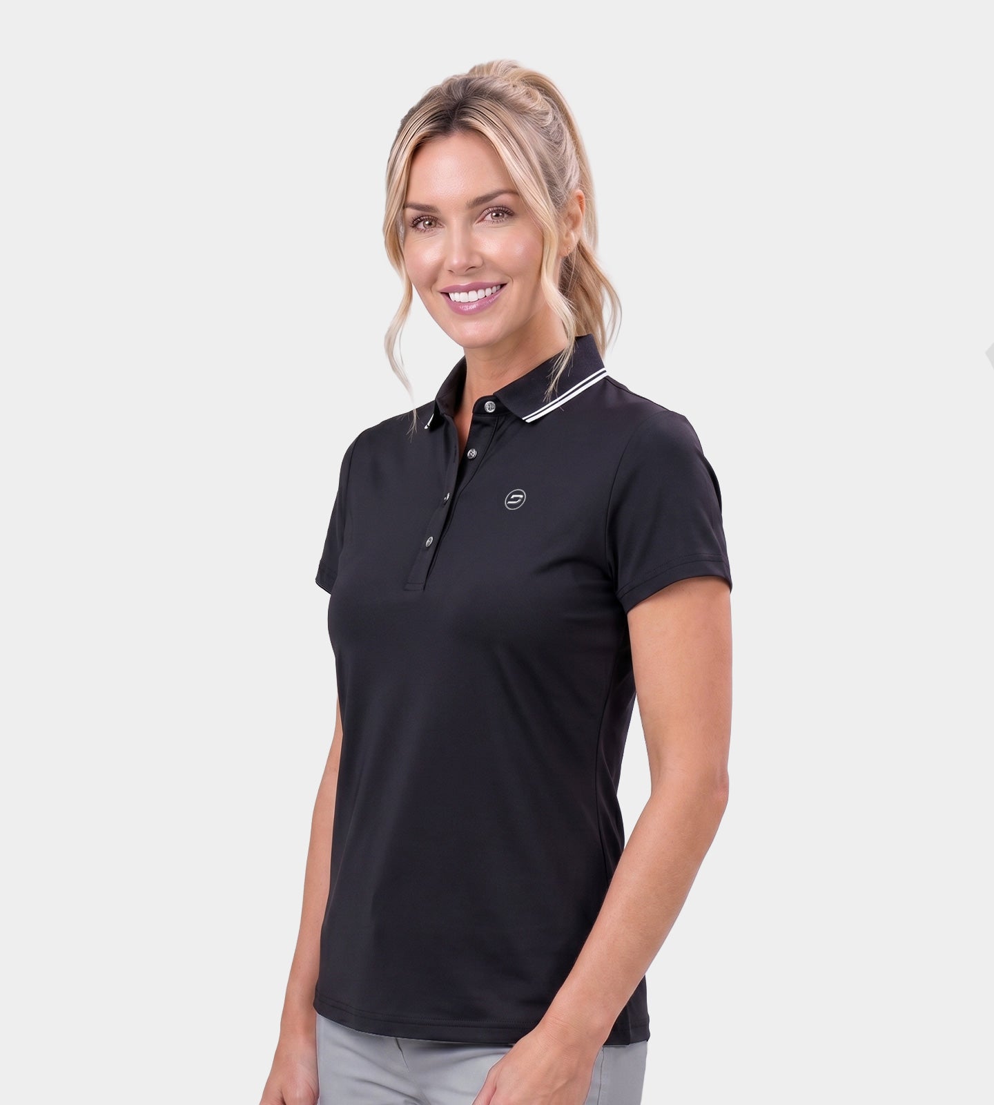 LADIES-CLASSIC-FIT-POLO-BLACK-FRONT