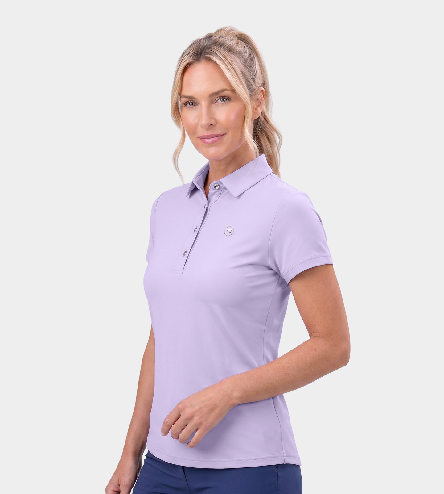 LADIES-ELITE-POLO-LAVENDER-FRONT