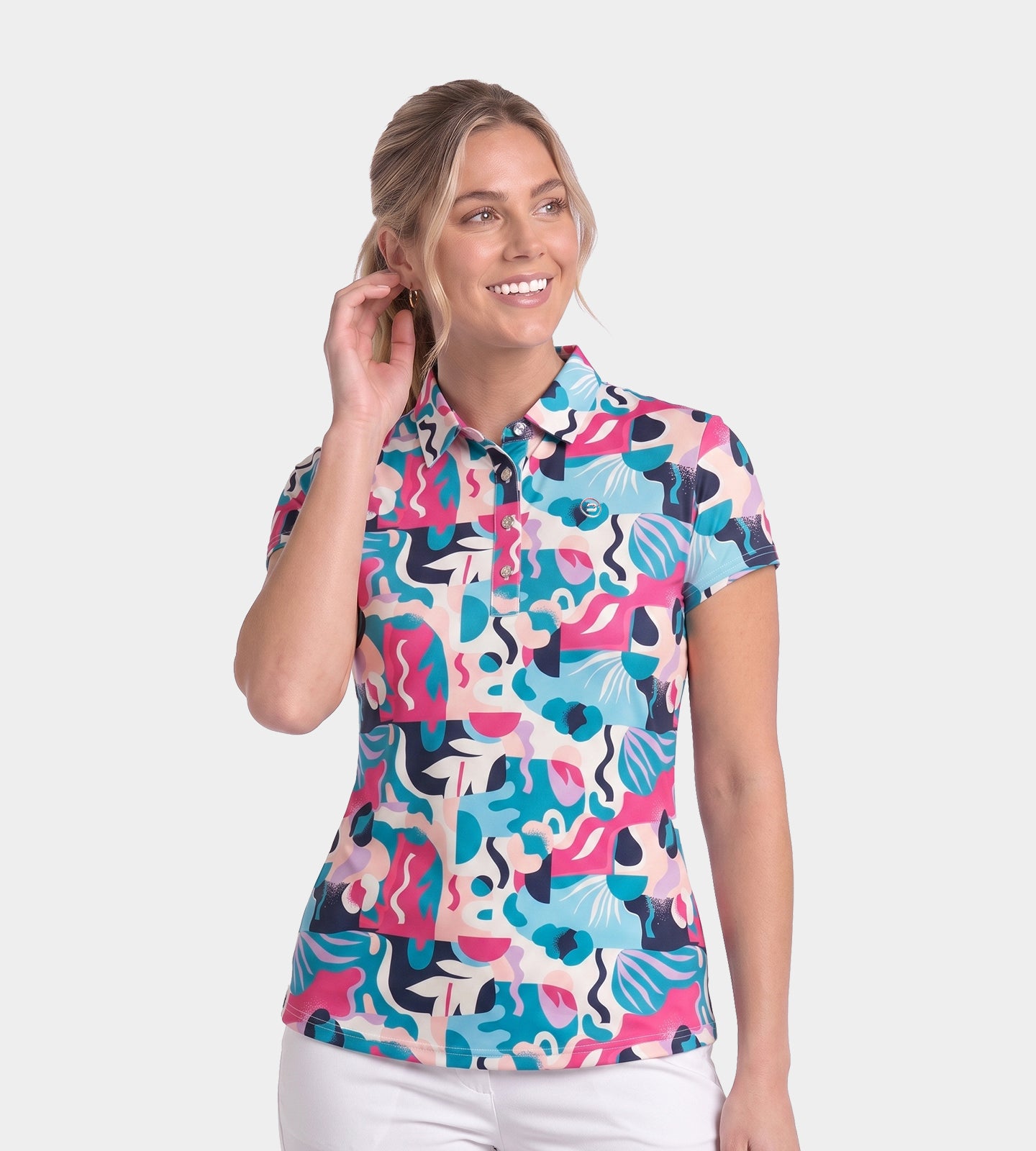 LADIES-EXOTIC-POLO-PINK-FRONT