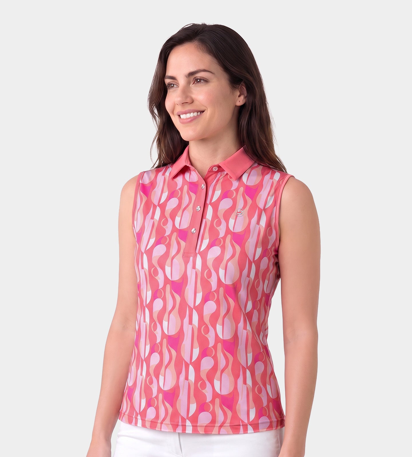 LADIES-GRIFFON-POLO-CORAL-FRONT