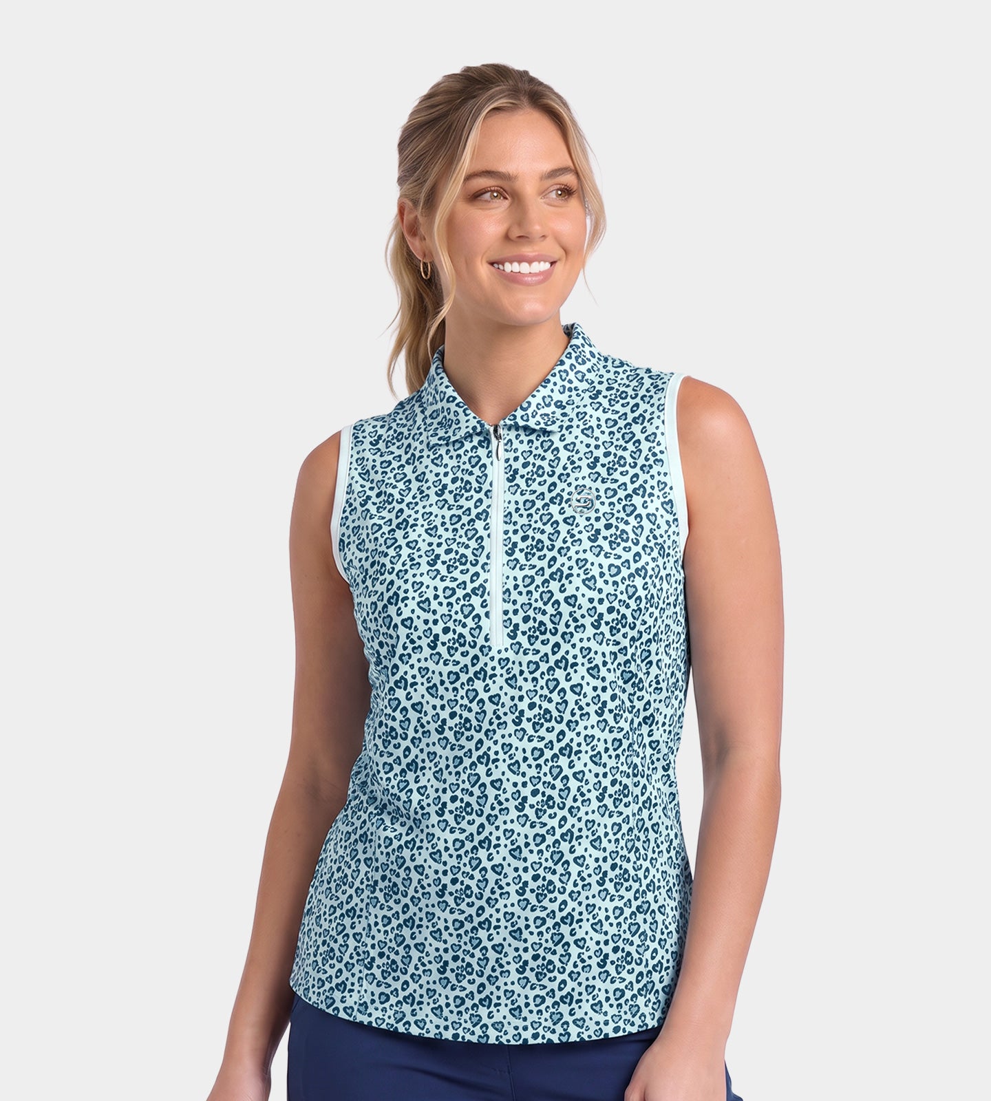 LADIES-HEART-SLEEVELESS-POLO-BLUE-FRONT