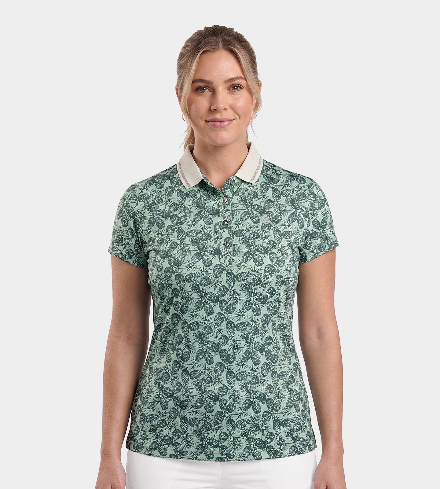 LADIES-PINEAPPLE-POLO-GREEN-FRONT
