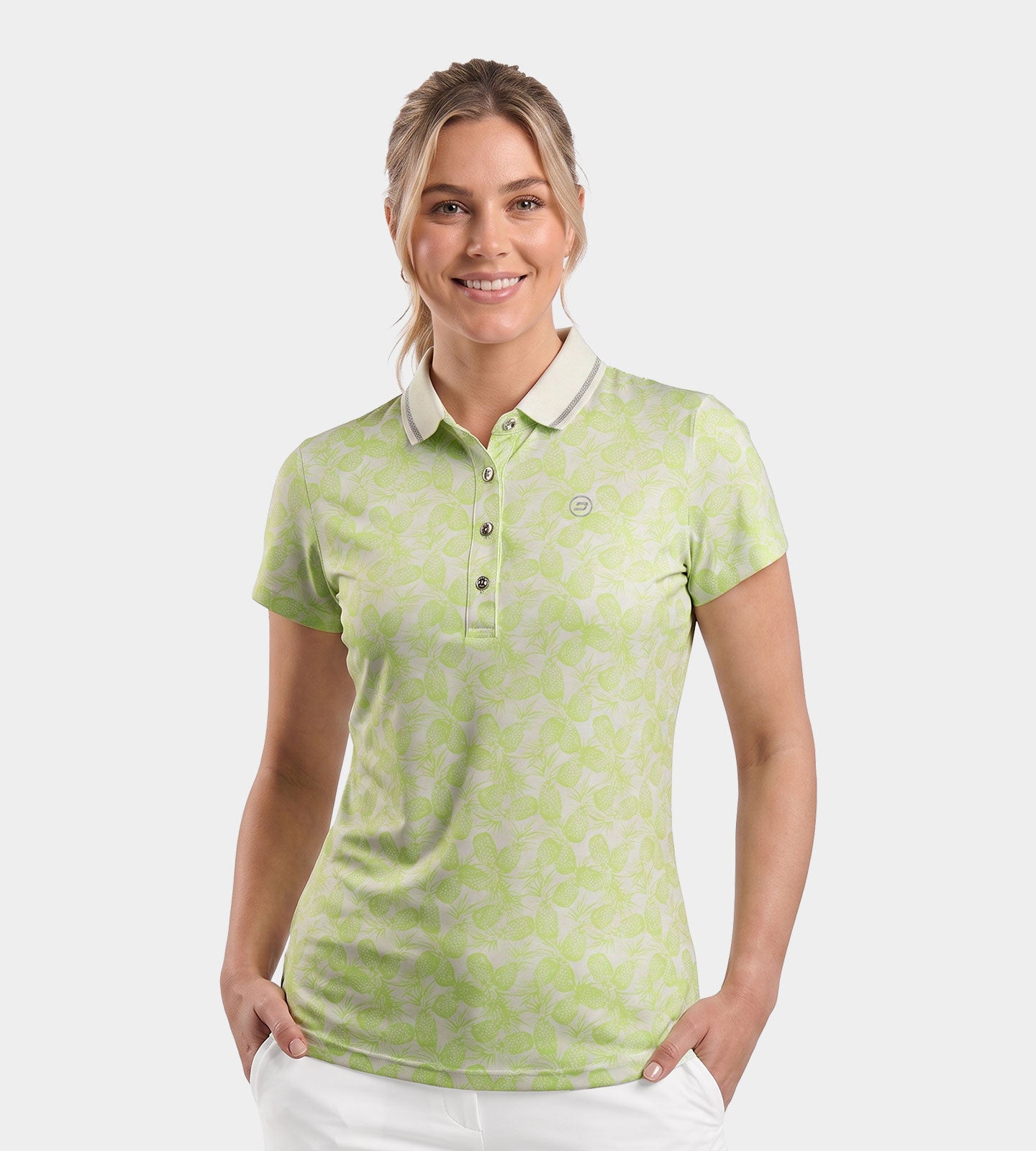 LADIES-PINEAPPLE-POLO-LIME-FRONT