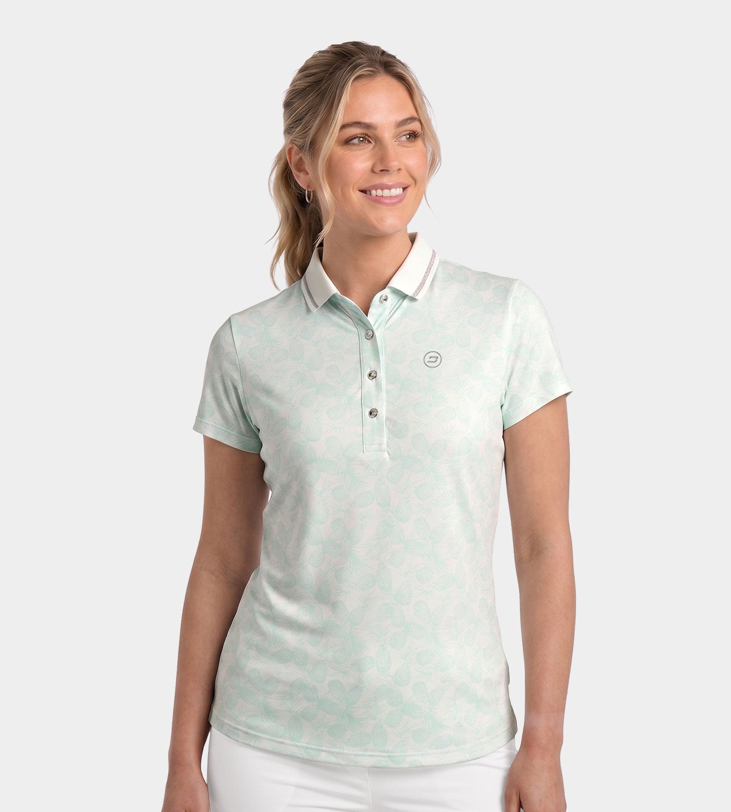 LADIES-PINEAPPLE-POLO-MINT-FRONT