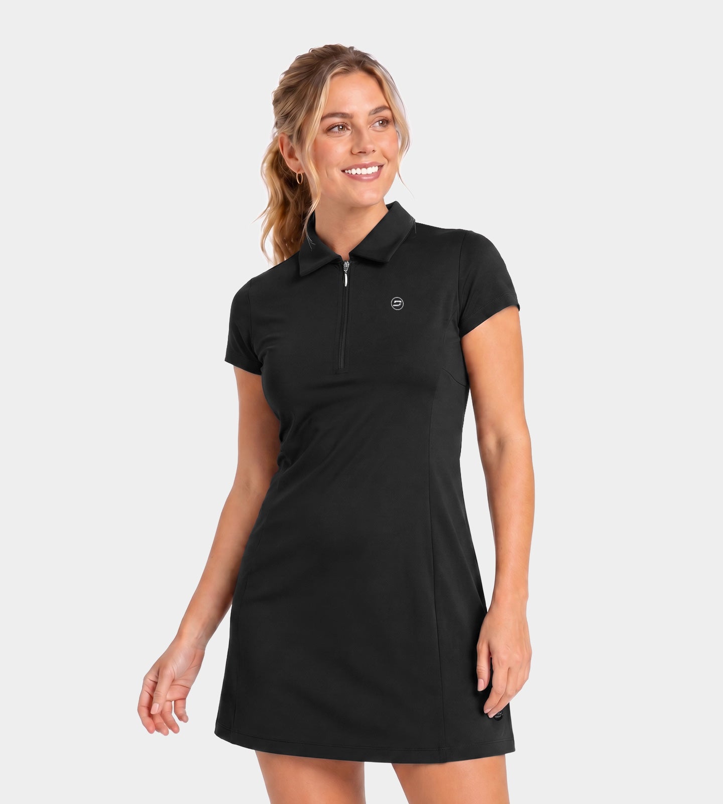 LADIES-POLO-ESSENTIAL-DRESS-BROWN-FRONT