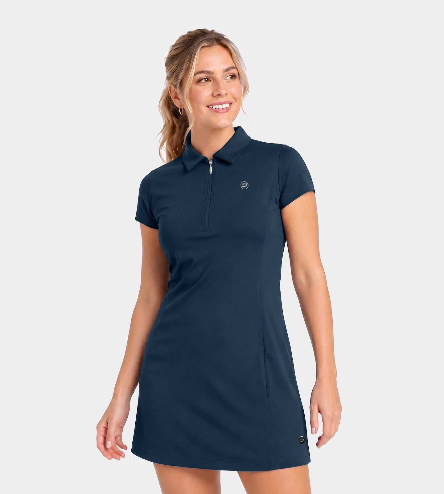 LADIES-POLO-ESSENTIAL-DRESS-NAVY-FRONT