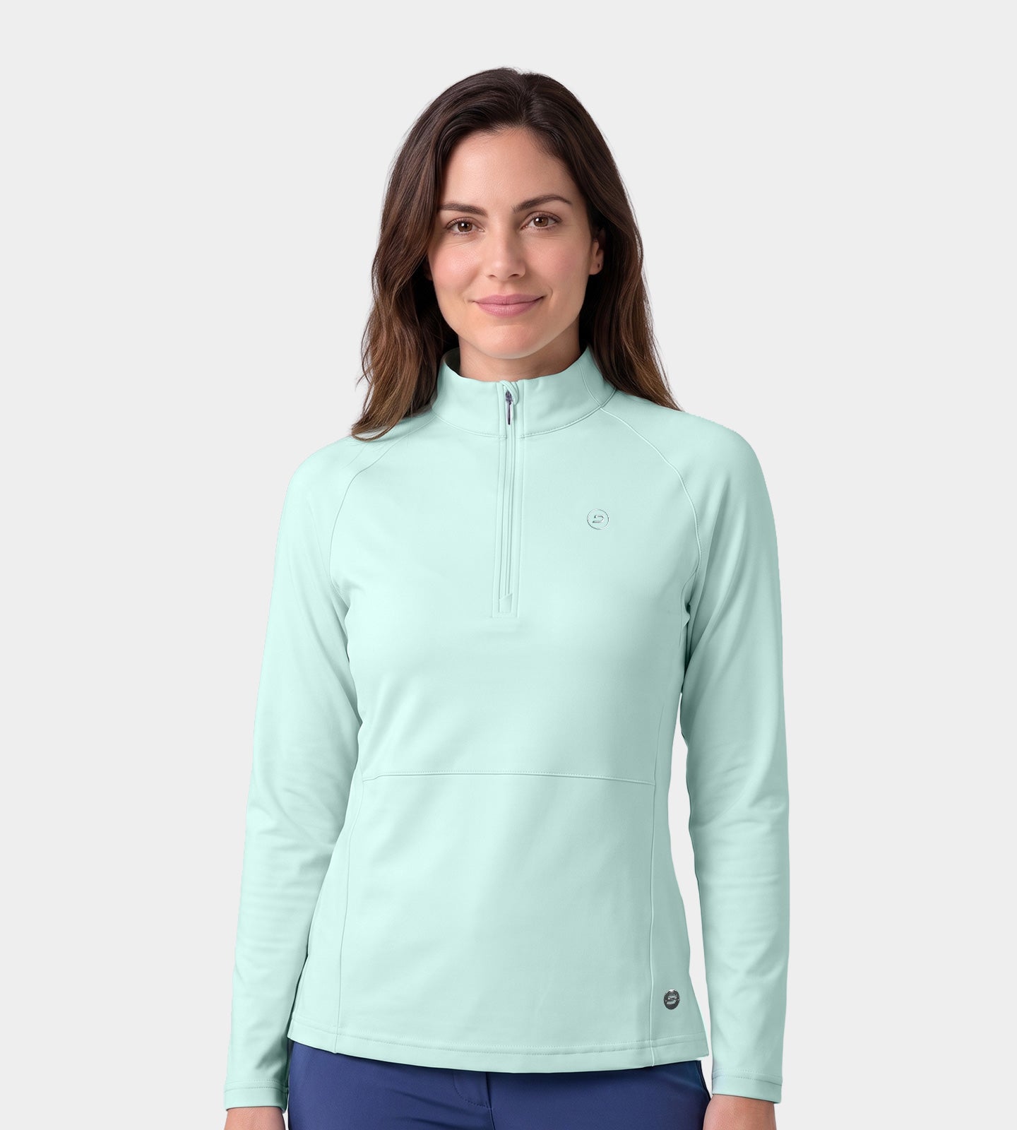 LADIES-SPLIT-HEM-MIDLAYER-MINT-FRONT