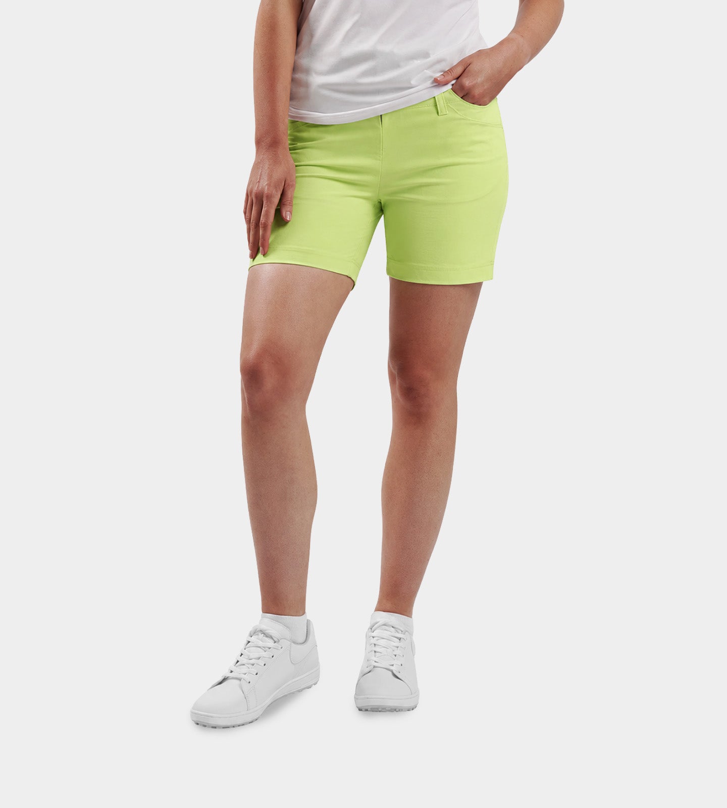 LADIESSUPREMESHORTS-LIME-FRONT